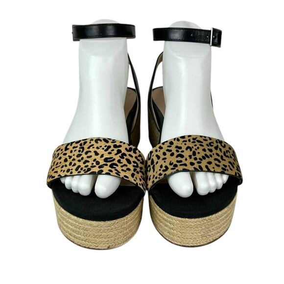 27 Edit Naturalizer Jamari Platform Espadrille Sandals Cow Hair Leopard Print 8 - Picture 4 of 11